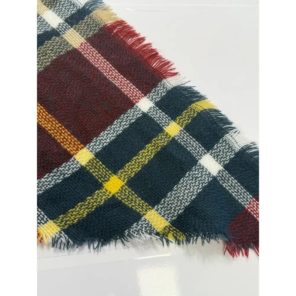 Cozy Plaid Frayed Edge Blanket Scarf Fall Winter Tartan Soft Warm Boho Preppy